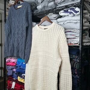 Vintage 90's Joseph Orlando Cream 3D Chunky Knit Sweater Size Large